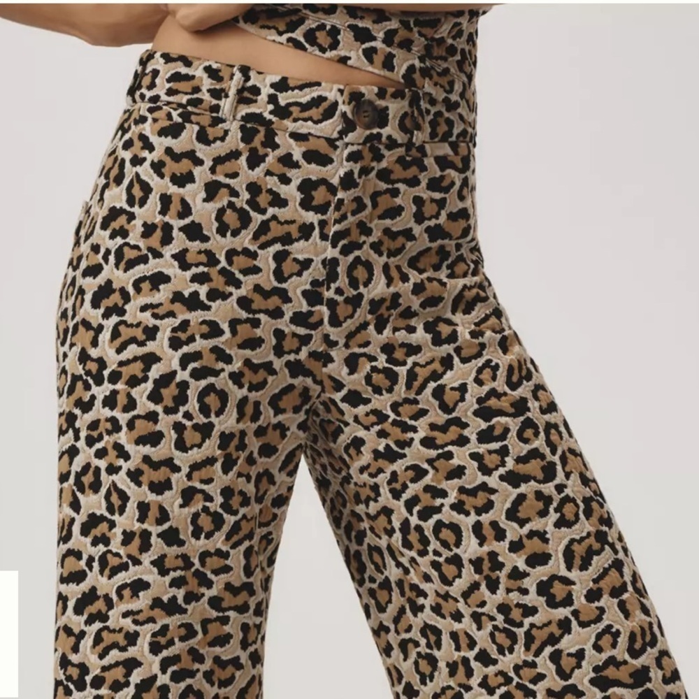 Anthropologie Maeve The Ettie Leopard Print Wide-Leg Pants New with Tags 29,27 - Picture 3 of 8